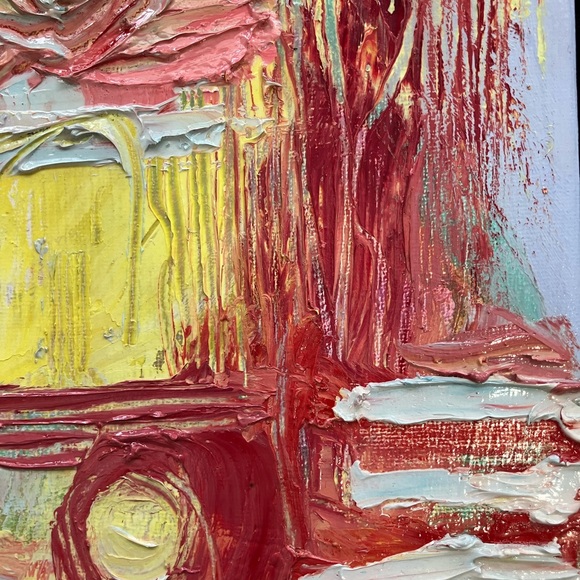 Sun Rise “An Original  Oil  Painting Abstract  Style 9”x13” Handmade - Picture 5 of 12